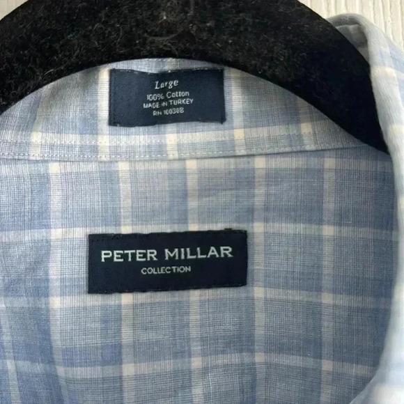 Peter Millar Collection | Blue Plaid Shirt | Long Sleeve Cotton | size L - Picture 2 of 4